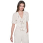 Dkny Jeans Women's V-Neck Short Puff Sleeve Tie-Front Shirt