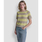Dkny Jeans Women's Stripe Pointelle Cropped Pull-On Sweater