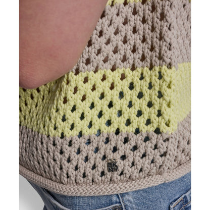 Dkny Jeans Women's Stripe Pointelle Cropped Pull-On Sweater