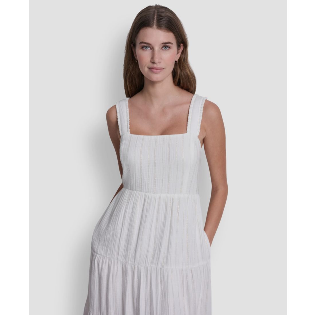 Dkny Jeans Women's Tiered Tank Square Neck Maxi Dress