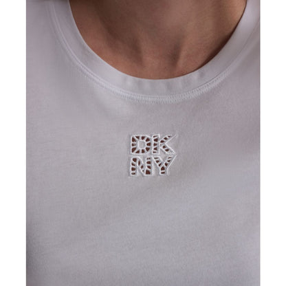 Dkny Jeans Women's Stacked Eyelet Logo Crewneck T-Shirt