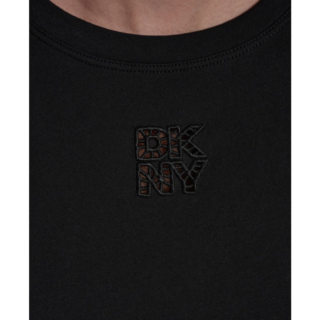 Dkny Jeans Women's Stacked Eyelet Logo Crewneck T-Shirt