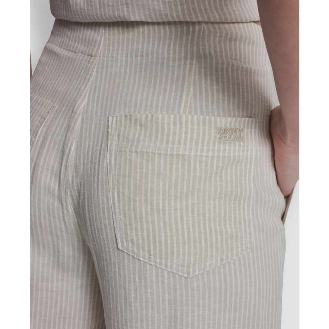 Dkny Jeans Women's Cropped Wide-Leg Linen Pants