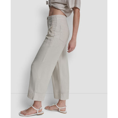 Dkny Jeans Women's Cropped Wide-Leg Linen Pants
