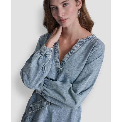 Dkny Jeans Women's V-Neck A-Line Dress