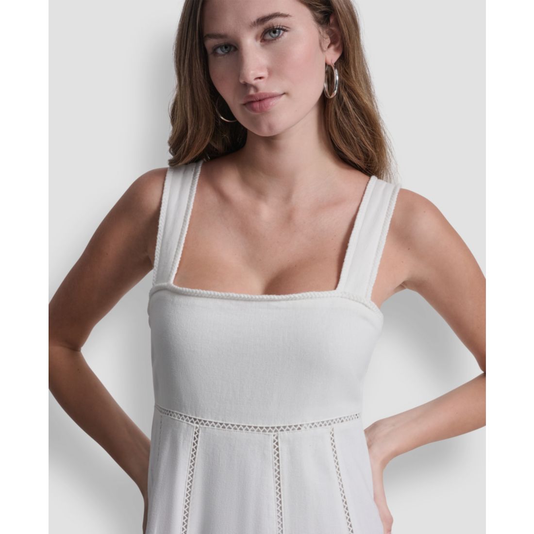 Dkny Jeans Women's Seamed Tank Square Neck Dress