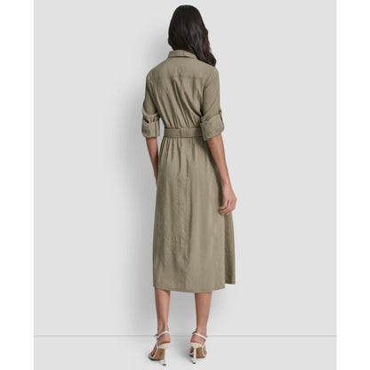 Dkny Women's Long-Sleeve Collared Roll Tab Fuji Cargo Dress