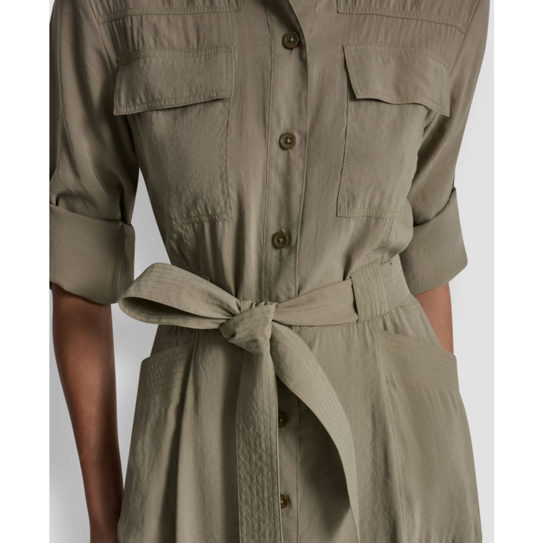 Dkny Women's Long-Sleeve Collared Roll Tab Fuji Cargo Dress