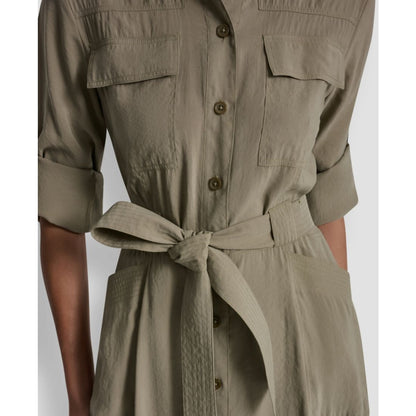 Dkny Women's Long-Sleeve Collared Roll Tab Fuji Cargo Dress
