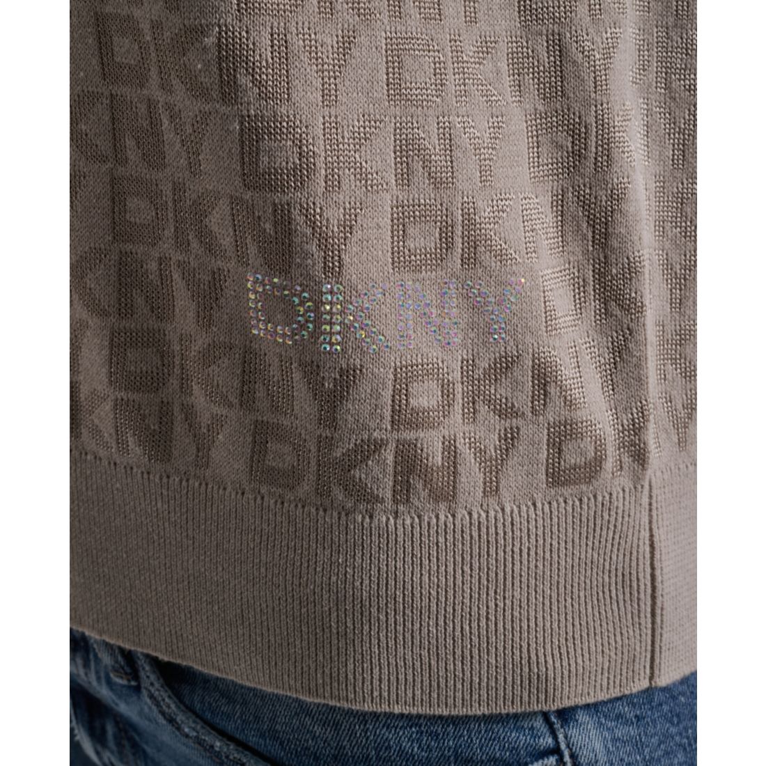 Dkny Jeans Petite Polo Collar Logo Sweater