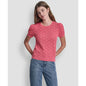 Dkny Jeans Petite Short-Sleeve Lace Pointelle Stitch Sweater