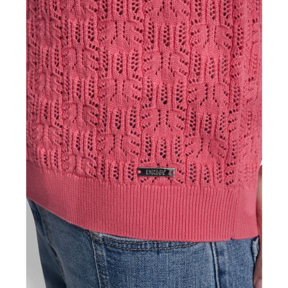 Dkny Jeans Petite Short-Sleeve Lace Pointelle Stitch Sweater