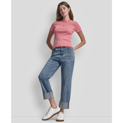Dkny Jeans Petite Crewneck Striped Sweater