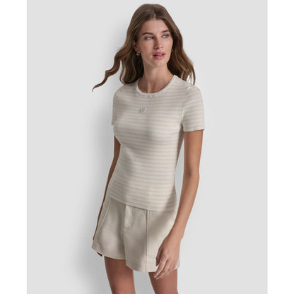 Dkny Jeans Petite Crewneck Striped Sweater