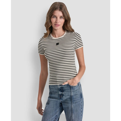 Dkny Jeans Petite Crewneck Striped Sweater