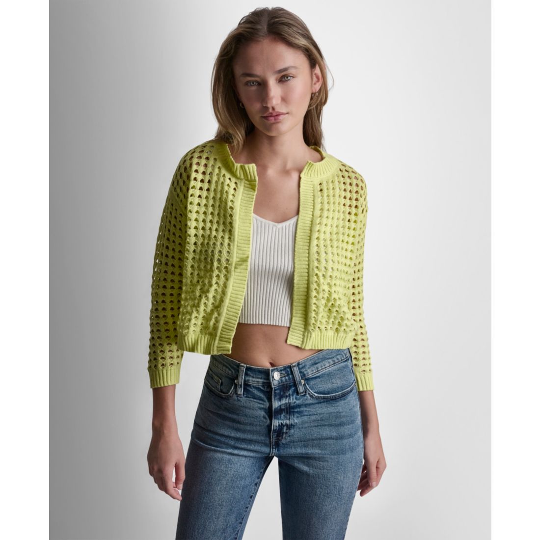 Dkny Jeans Petite Open-Stitch Cardigan
