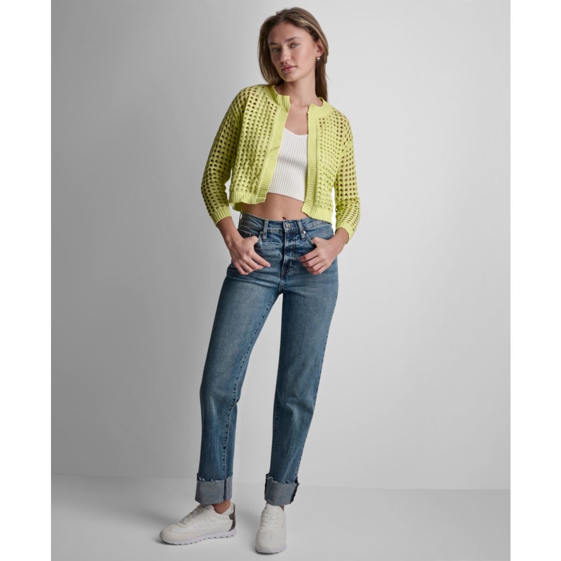 Dkny Jeans Petite Open-Stitch Cardigan