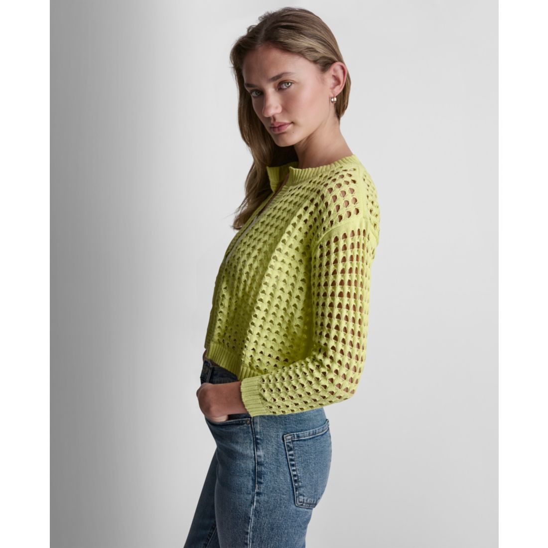 Dkny Jeans Petite Open-Stitch Cardigan
