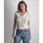 Dkny Jeans Petite Short-Sleeve V-Neck Polo Pointelle Sweater