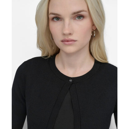 Dkny Women's Cropped Elbow Sleeve Snap Front Shrug