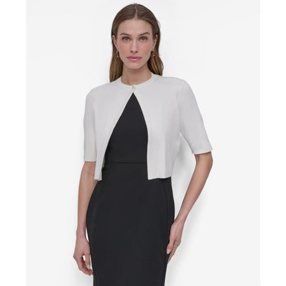 Dkny Women's Cropped Elbow Sleeve Snap Front Shrug