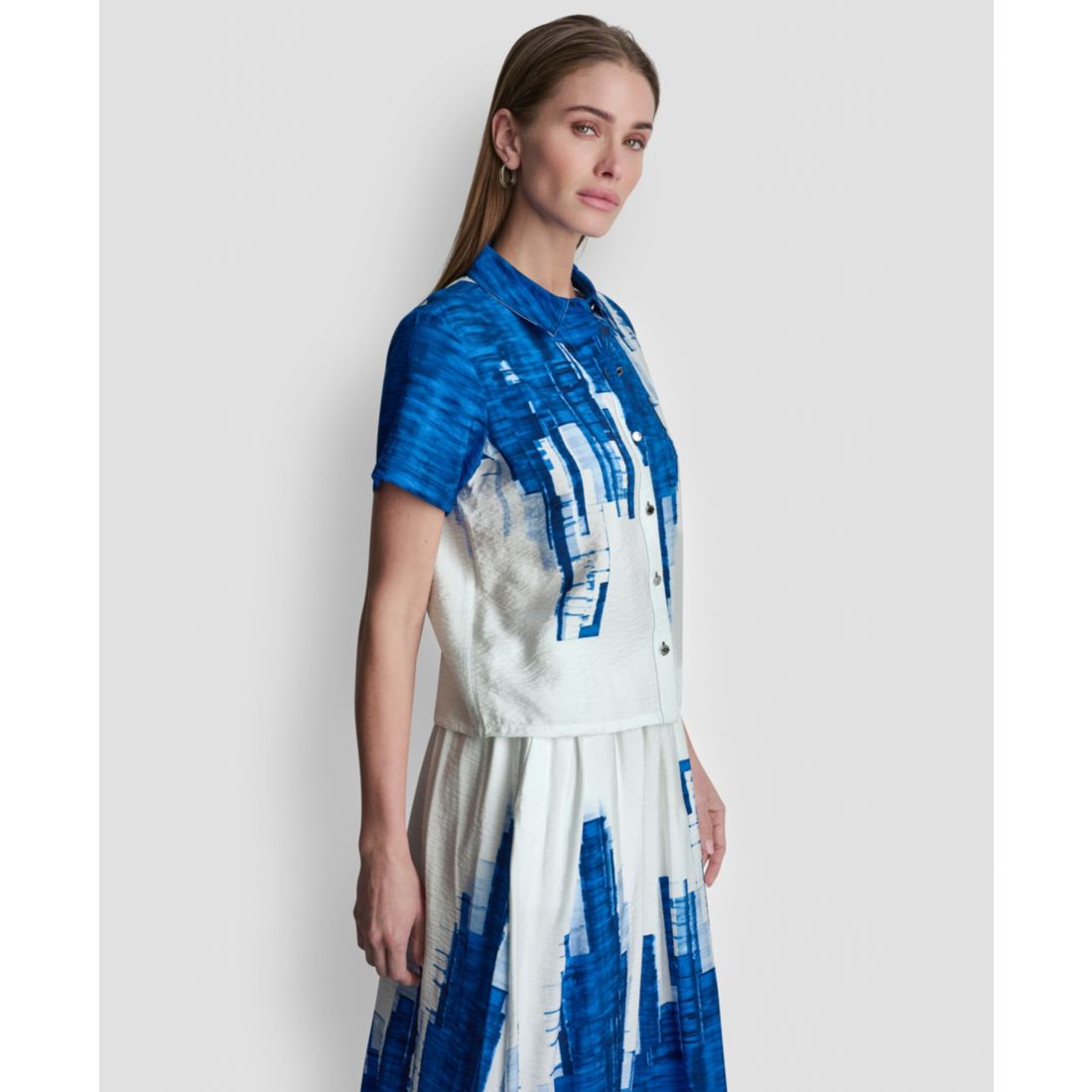 Dkny Women's Printed Short-Sleeve Camp Shirt