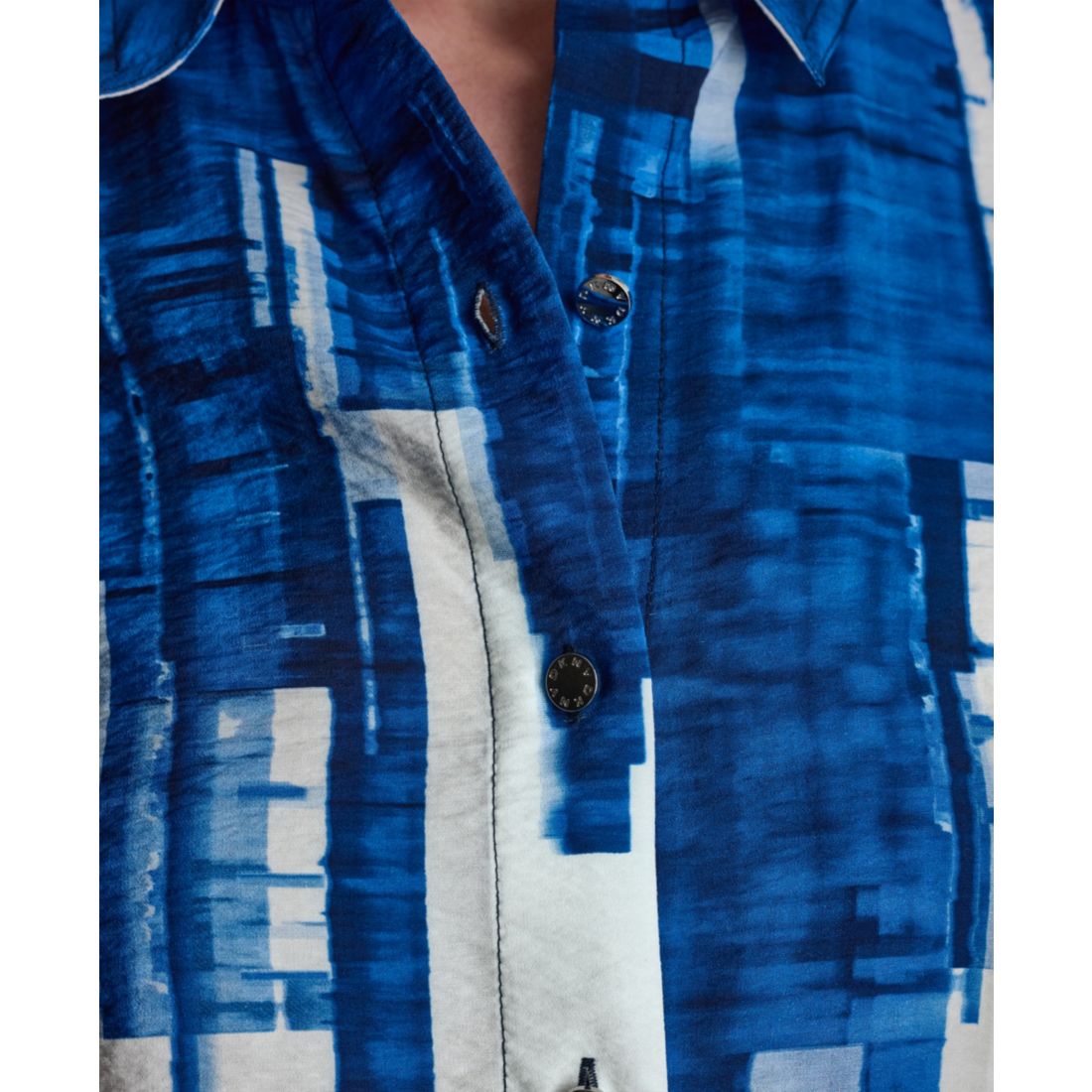 Dkny Women's Printed Short-Sleeve Camp Shirt
