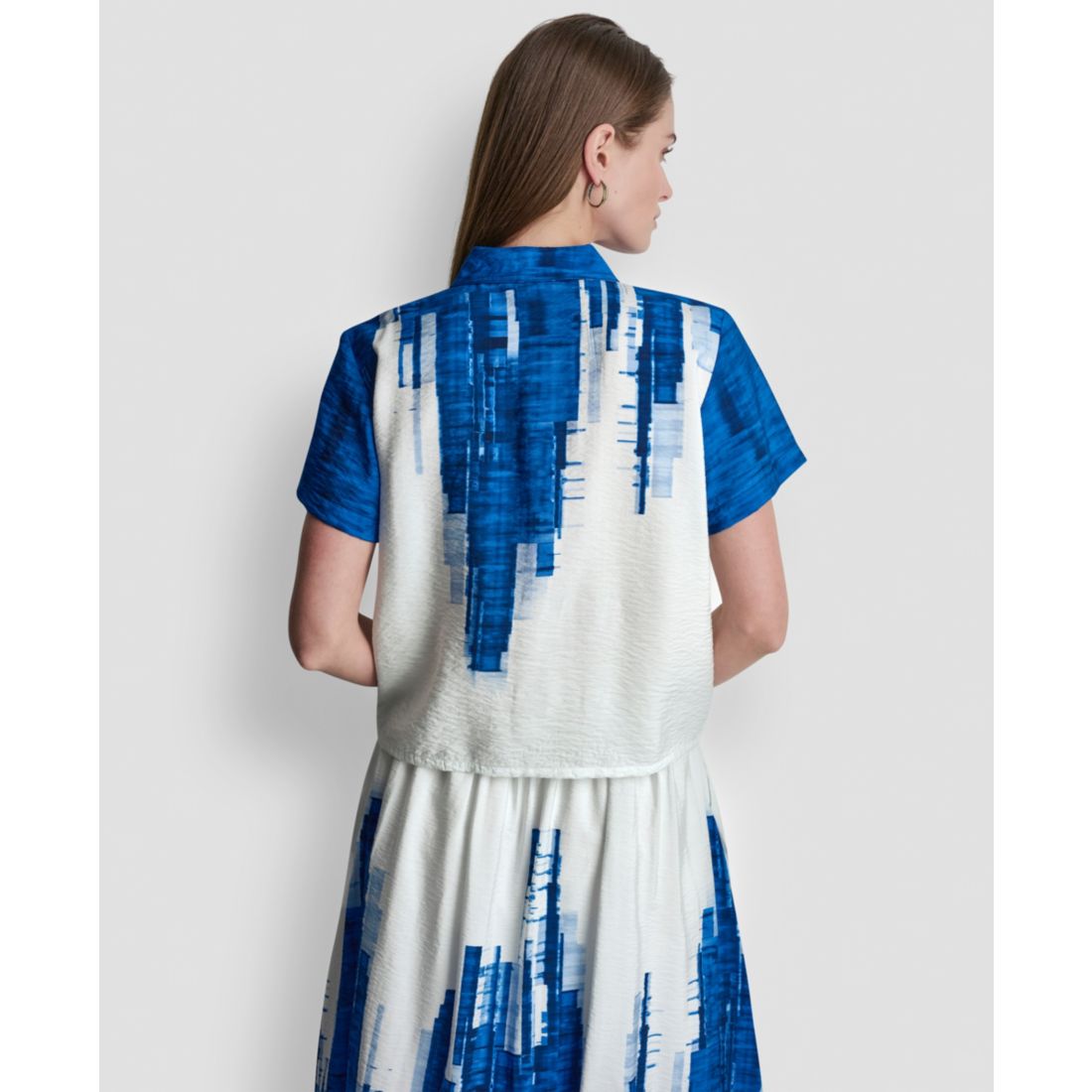 Dkny Women's Printed Short-Sleeve Camp Shirt