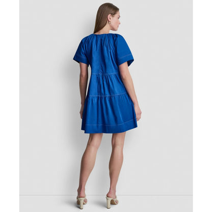 Dkny Women's V-Neck Contrast-Stitch Mini Dress