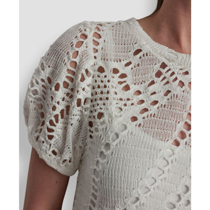 Dkny Women's Leaf Crochet Short-Sleeve Top