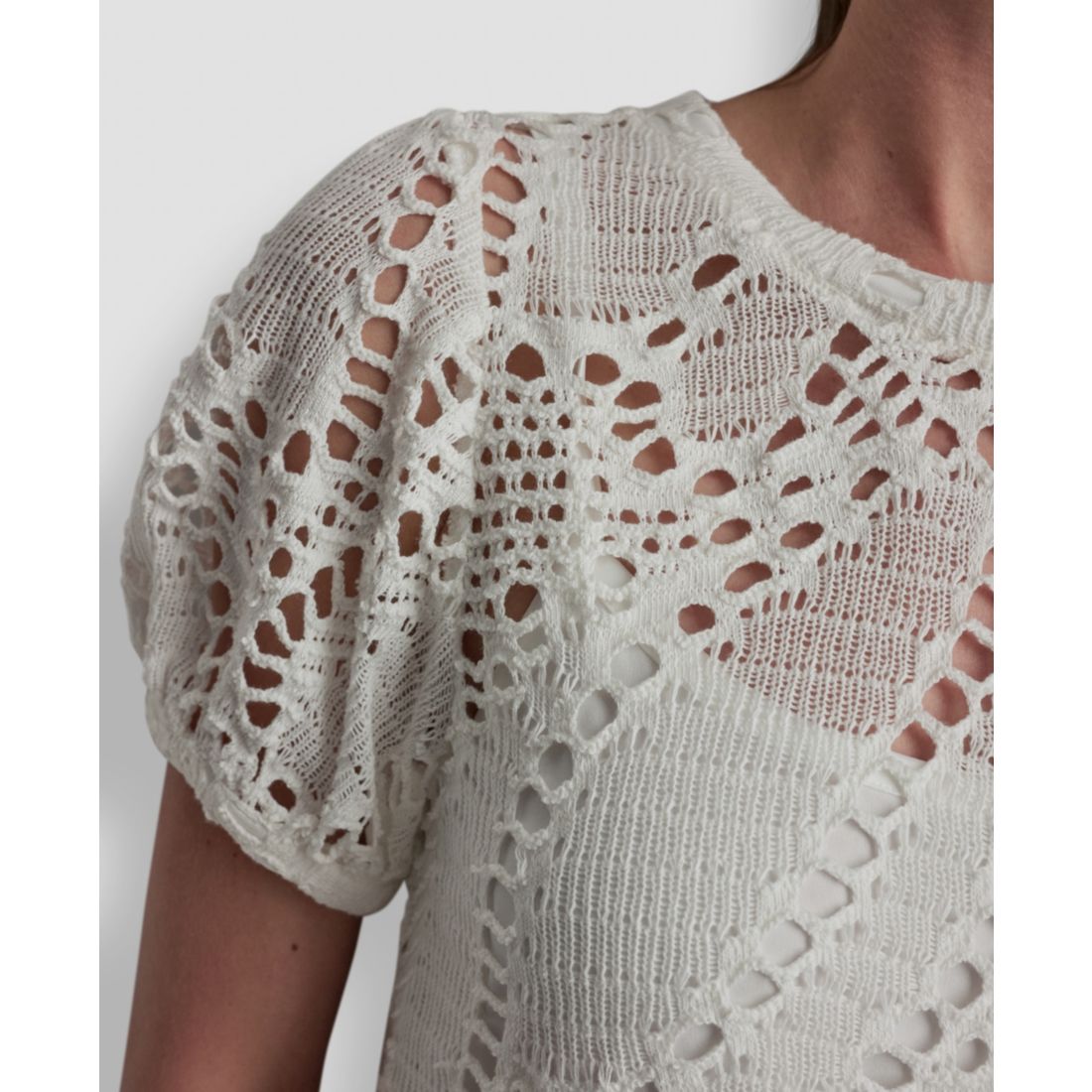 Dkny Women's Leaf Crochet Short-Sleeve Top