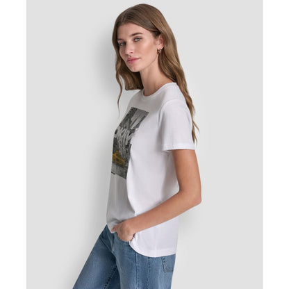 Dkny Jeans Women's Rhinestone Taxi Photoreal T-Shirt