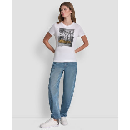 Dkny Jeans Women's Rhinestone Taxi Photoreal T-Shirt