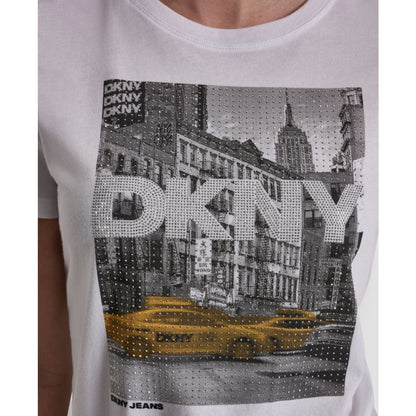 Dkny Jeans Women's Rhinestone Taxi Photoreal T-Shirt