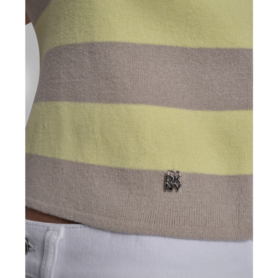 Dkny Jeans Women's Striped Sleeveless Polo Sweater