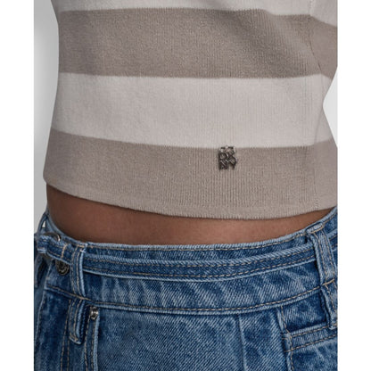 Dkny Jeans Women's Striped Sleeveless Polo Sweater