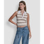 Dkny Jeans Women's Striped Sleeveless Polo Sweater