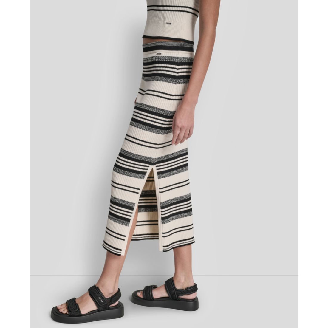 Dkny Jeans Women's Ribbed Stripe Pull-On Midi Skirt