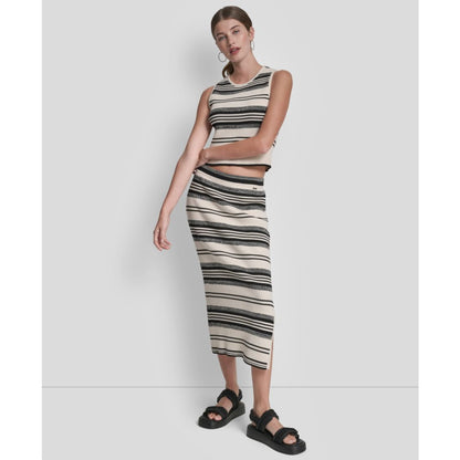 Dkny Jeans Women's Ribbed Stripe Pull-On Midi Skirt