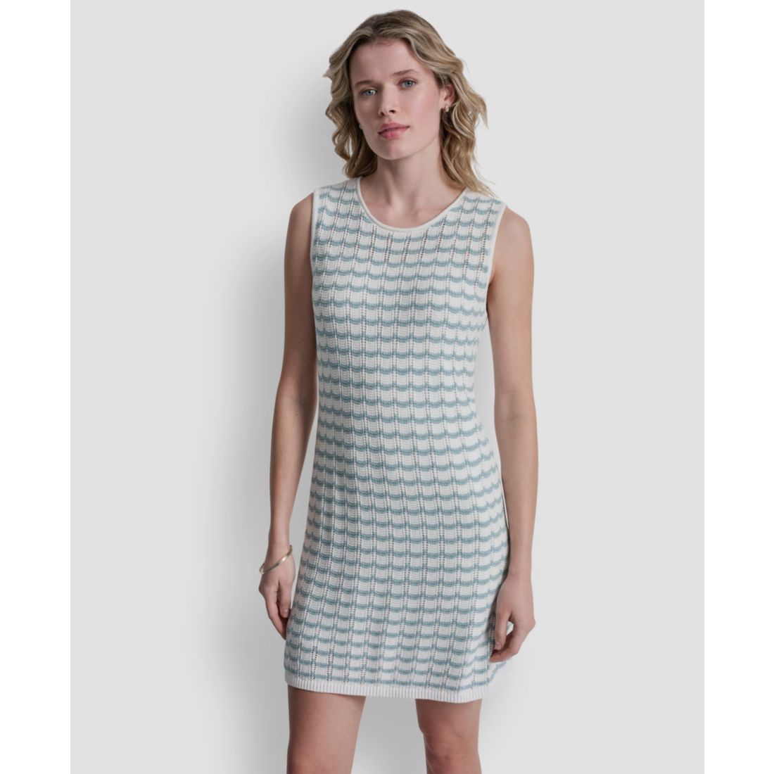 Dkny Jeans Women's Sleeveless Crew Neck Pointelle Dress