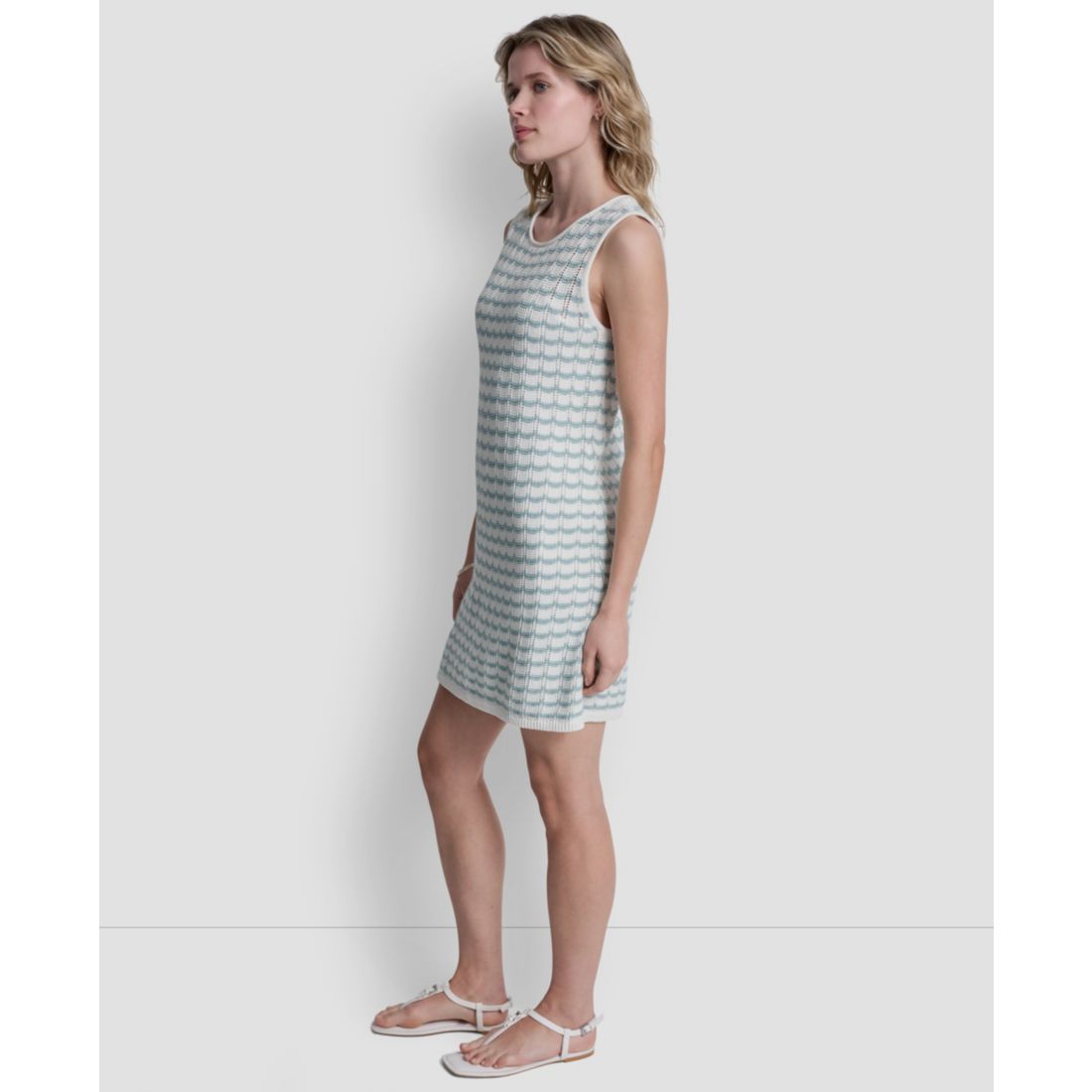 Dkny Jeans Women's Sleeveless Crew Neck Pointelle Dress