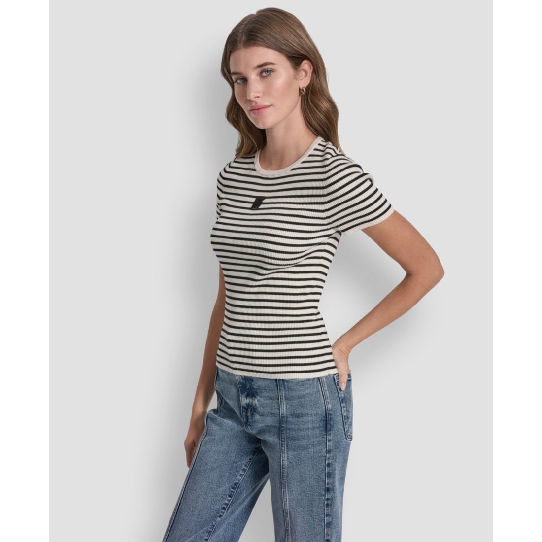Dkny Jeans Women's Crewneck Striped Top