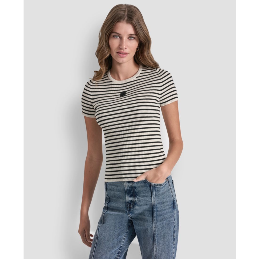 Dkny Jeans Women's Crewneck Striped Top