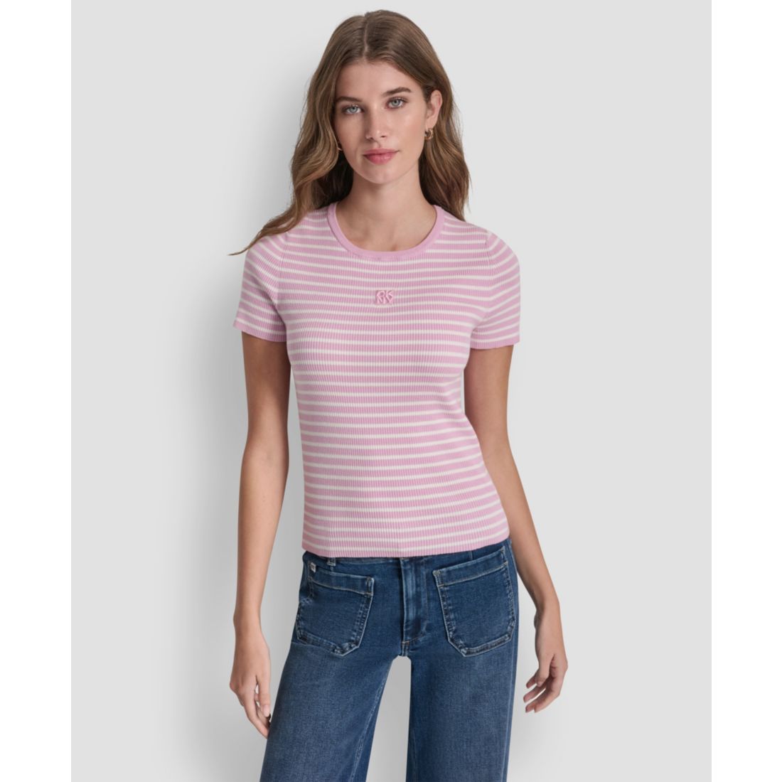 Dkny Jeans Women's Crewneck Striped Top