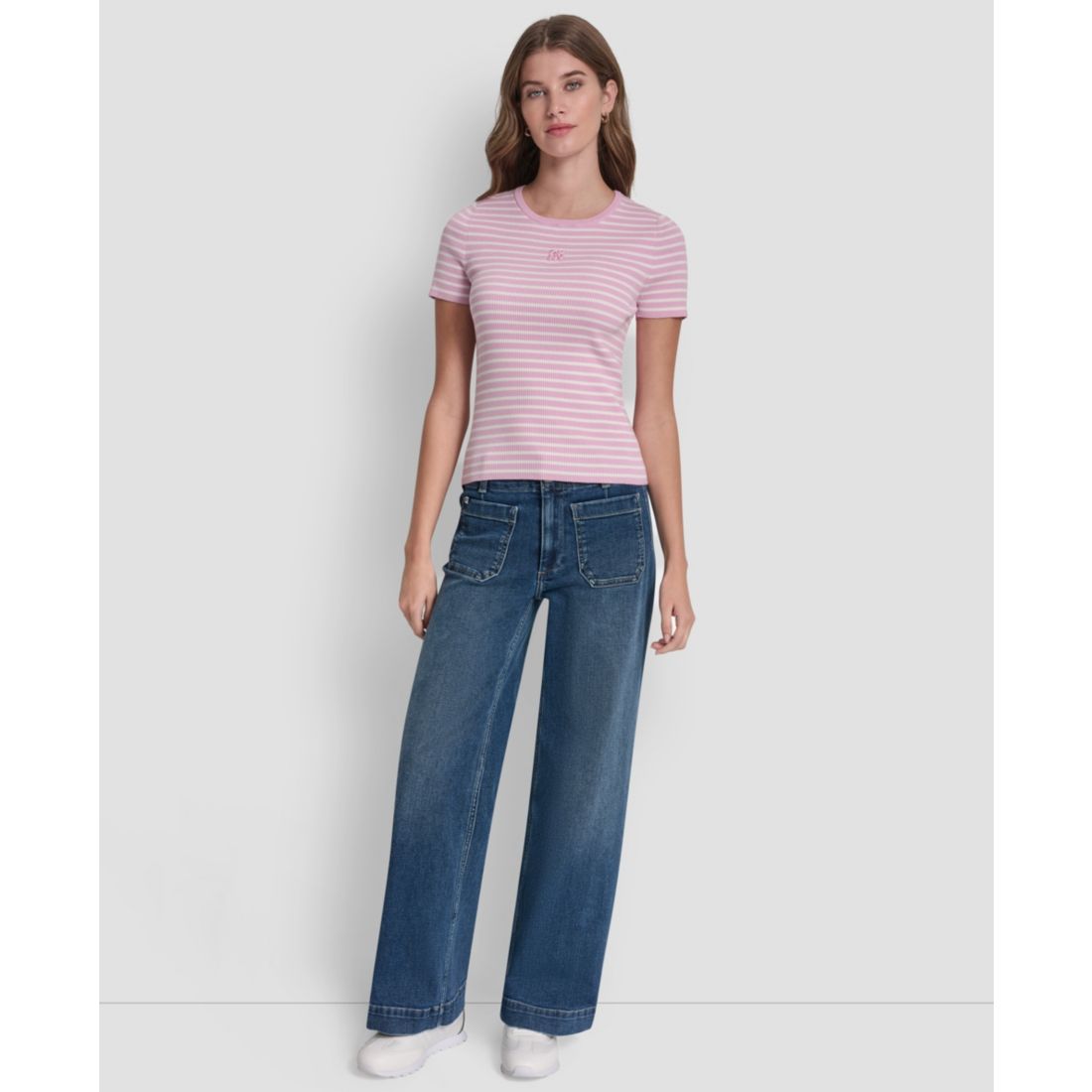 Dkny Jeans Women's Crewneck Striped Top