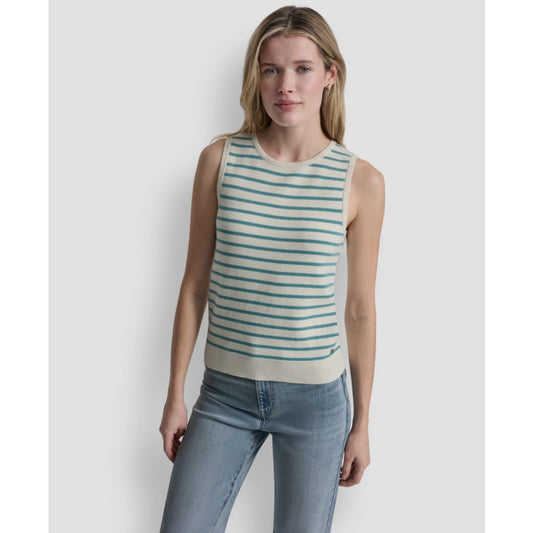 Dkny Jeans Women's Sleeveless Crew Neck Striped Sweater