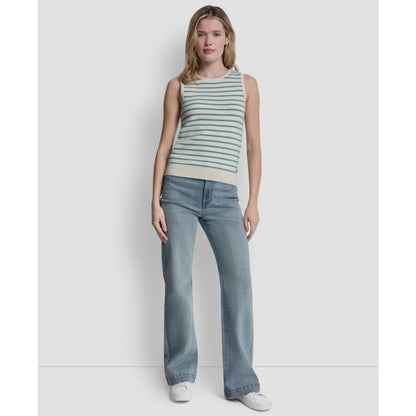 Dkny Jeans Women's Sleeveless Crew Neck Striped Sweater
