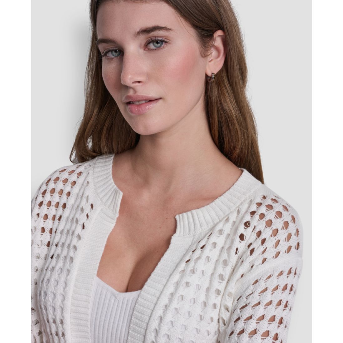 Dkny Jeans Women's Open-Stitch Drop-Shoulder Cardigan Sweater