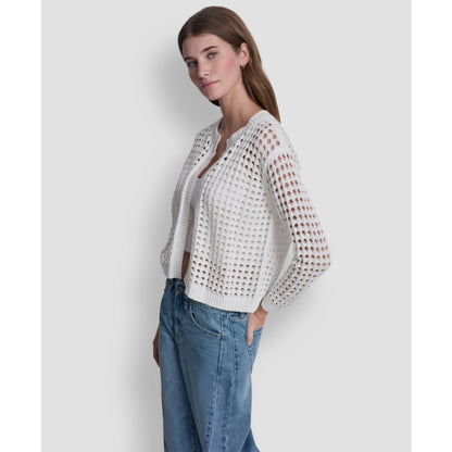 Dkny Jeans Women's Open-Stitch Drop-Shoulder Cardigan Sweater