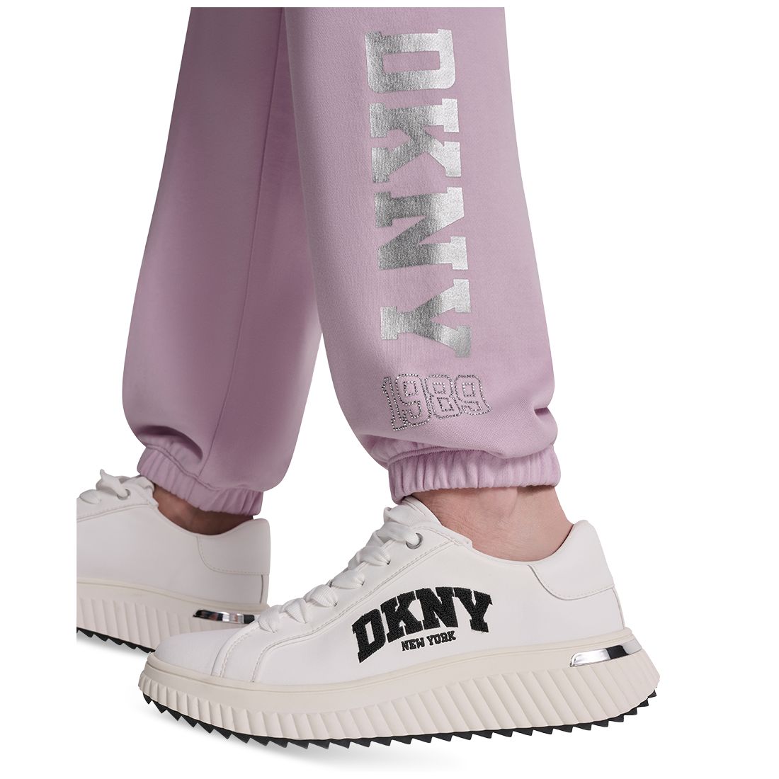 Dkny Sport Women's 1989 Rhinestone Logo High-Rise Relaxed Joggers